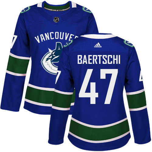 Adidas Vancouve Canucks 47 Sven Baertschi Blue Home Authentic Women Stitched NHL Jersey